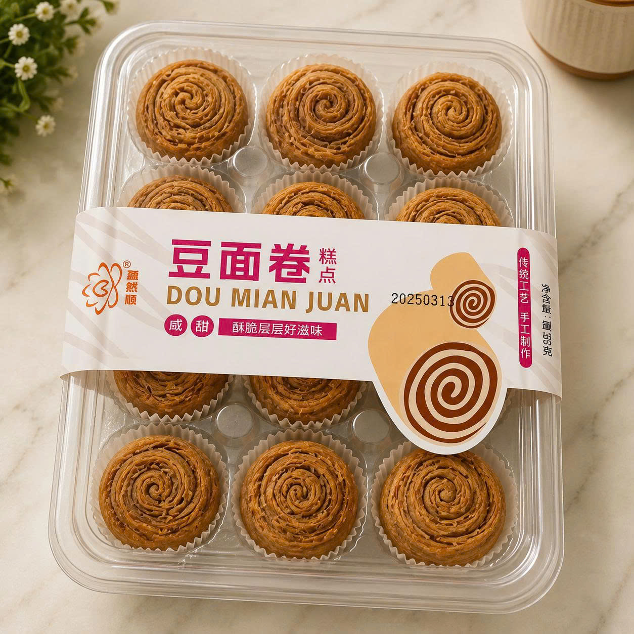 Bánh mochi khay cuộn đậu