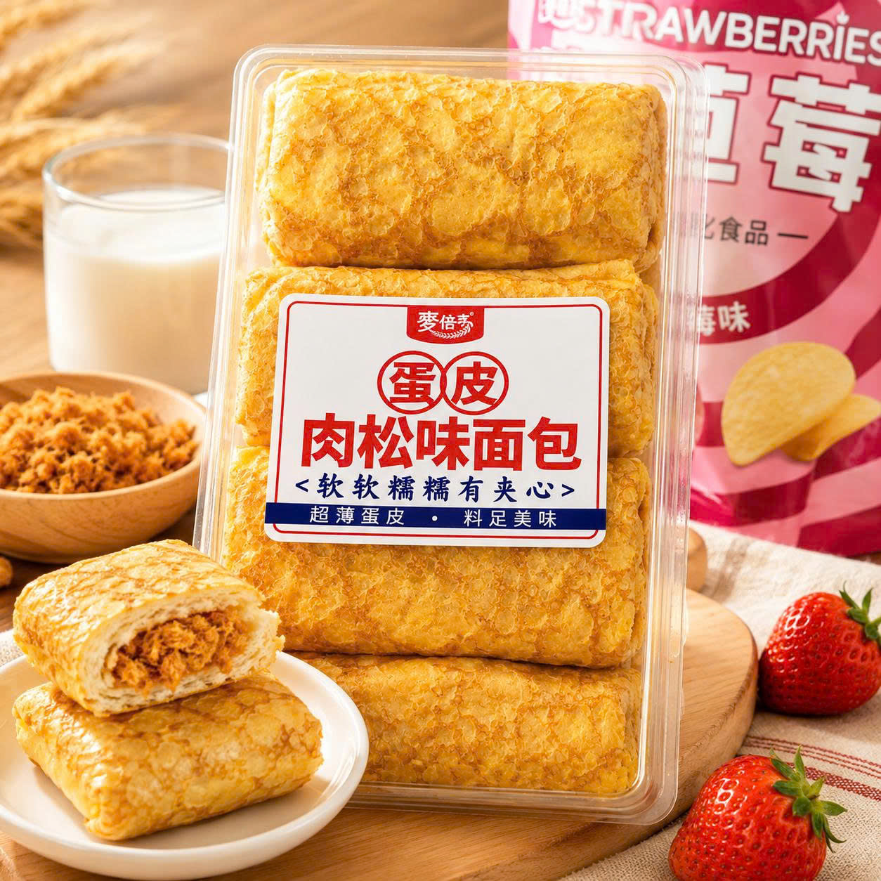 Bánh da trứng cuộn vị chà bông