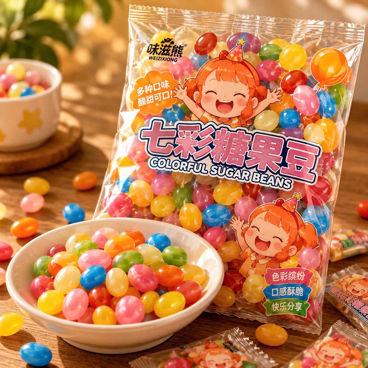 Kẹo cầu vồng bi bé gái